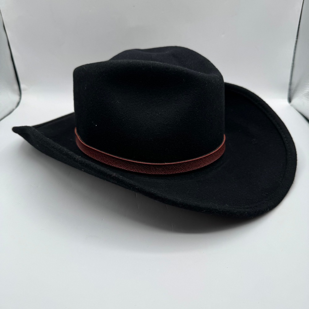 Stetson Cowboy Hat Medium Black 100% Wool Crushable Dallas Cowboys USA Made